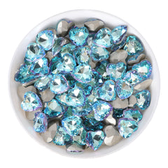 Blue Fairy Heart Shape Glass Pointed Back Fancy Rhinestones