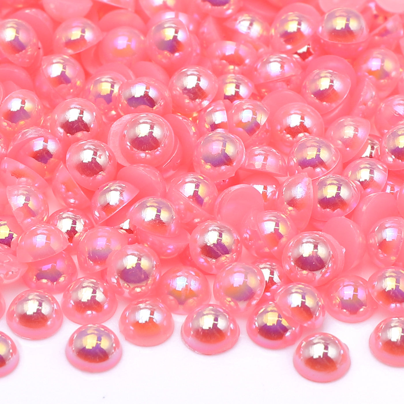 Dark Pink AB Resin Flat Back Pearls Multi Sizes