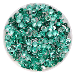 Mint Green Glass FlatBack Rhinestones Silver Back