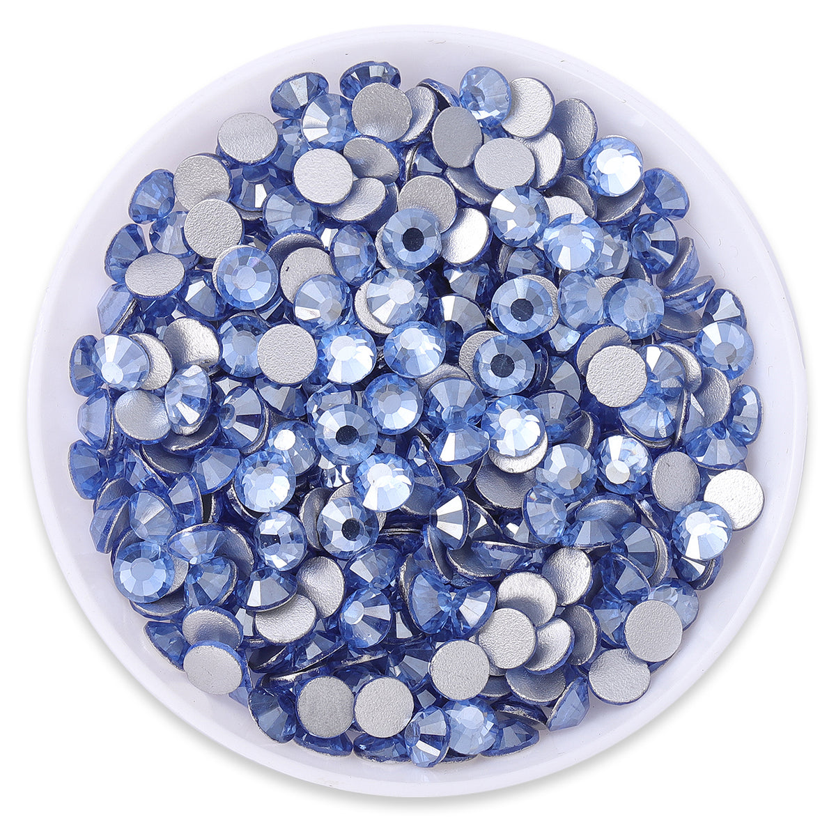 Stella blu chiaro di vetro flatback di strass in argento