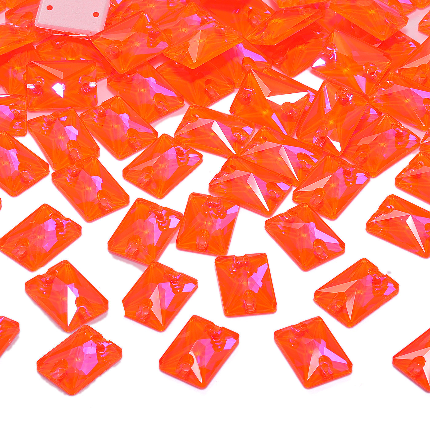 Electric Neon Orange Yellow Rectangle Shape High Quality Glass Sew-on Rhinestones