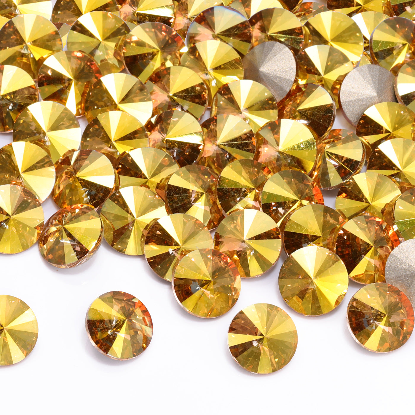 Metallic Sunshine Rivoli Shape High Quality Glass Pointed Back Fancy Rhinestones