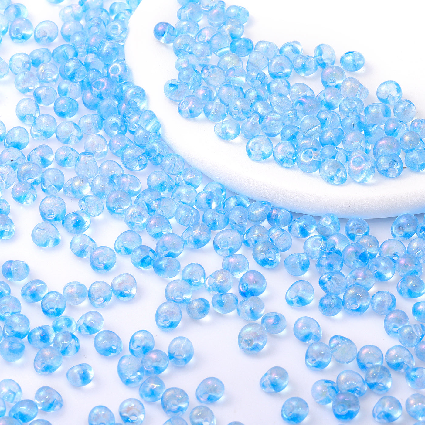 TMAB005 Transparent AB Drop Shape Glass Seed Beads