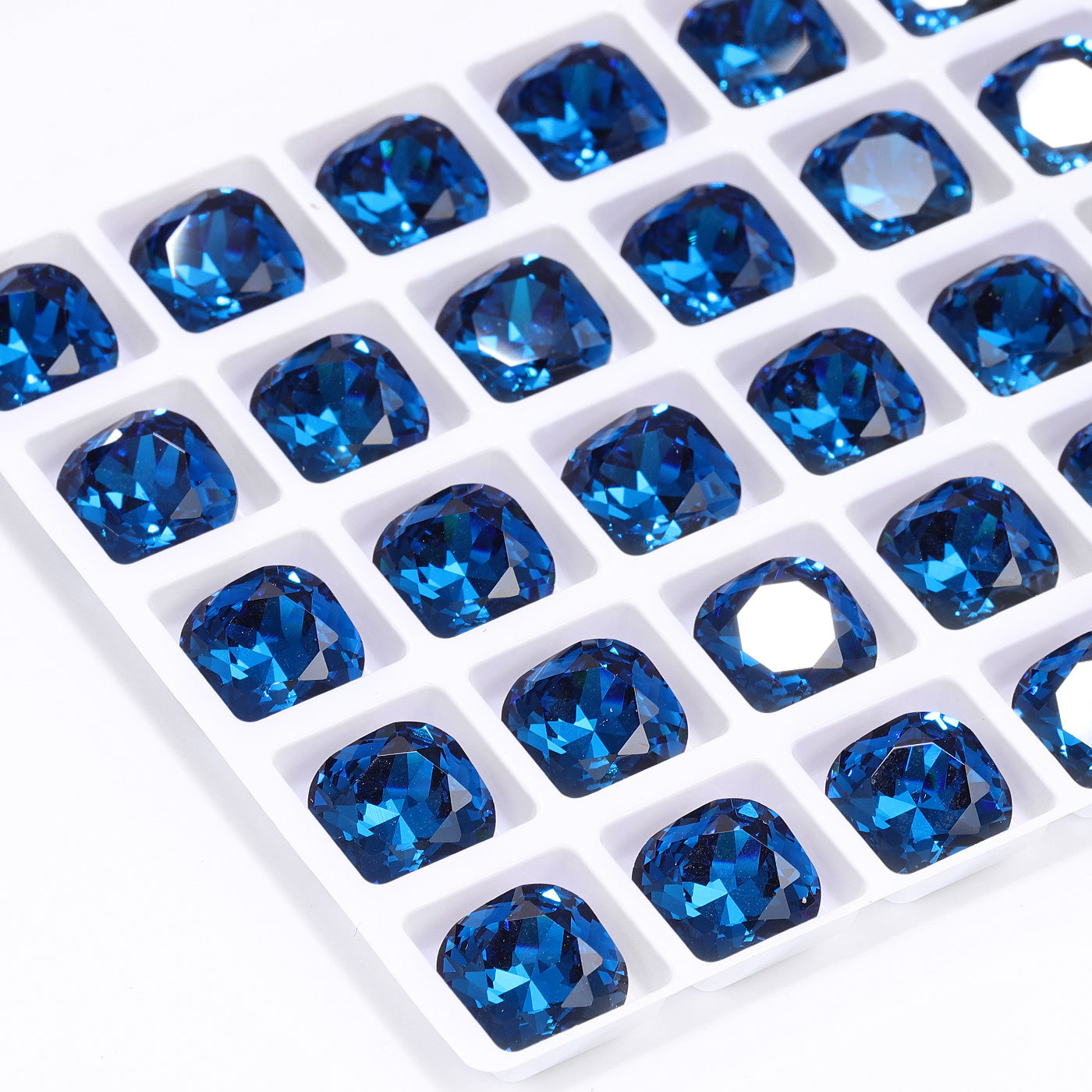 Indicolite Cushion Square Shape High Quality Glass Pointed Back Fancy Rhinestones