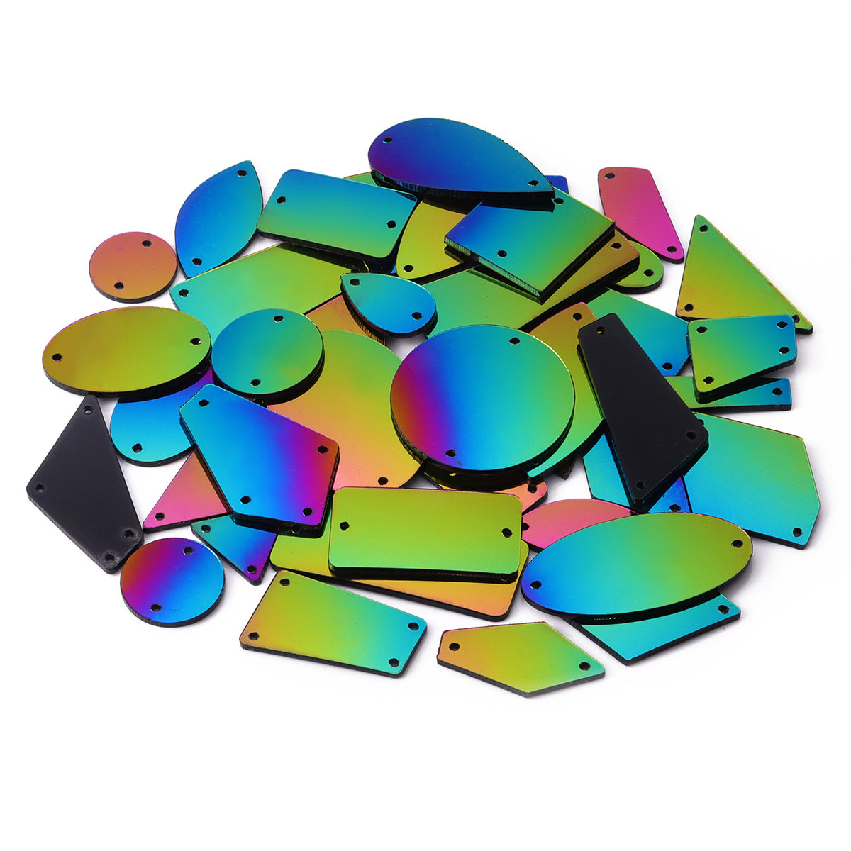 Rainbow Mixed Shapes Acrylic Sew-on Mirror For Dance Costume WholesaleRhinestone