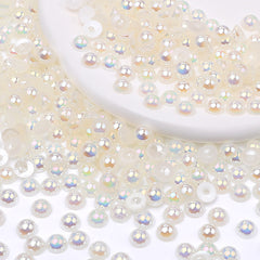 Ivory AB Resin Flat Back Pearls Multi Sizes