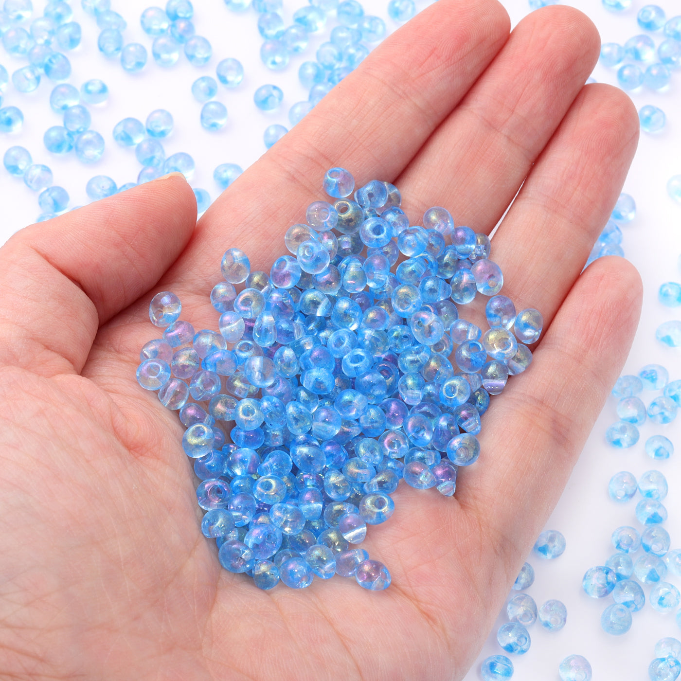 TMAB005 Transparent AB Drop Shape Glass Seed Beads