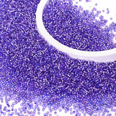 Transparent Silver-lined Purple Color Hight Quality Glass Cylinder Seed Beads 1.6 MM Size GY2009