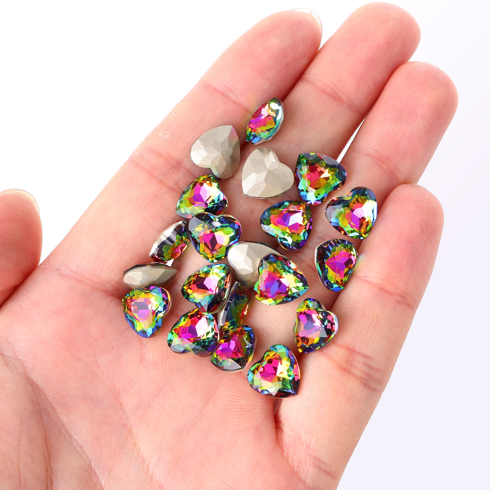 Vitrail Medium Heart Shape High Quality Glass Pointed Back Fancy Rhinestones