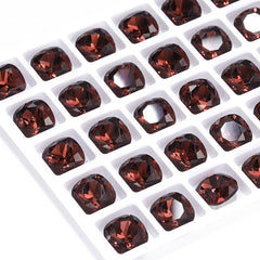 Burgundy Cushion Square Shape High Quality Glass Pointed Back Fancy Rhinestones