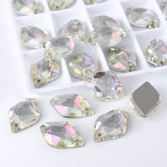 Luminous Green Lemon Shape High Quality Glass Sew-on Rhinestones