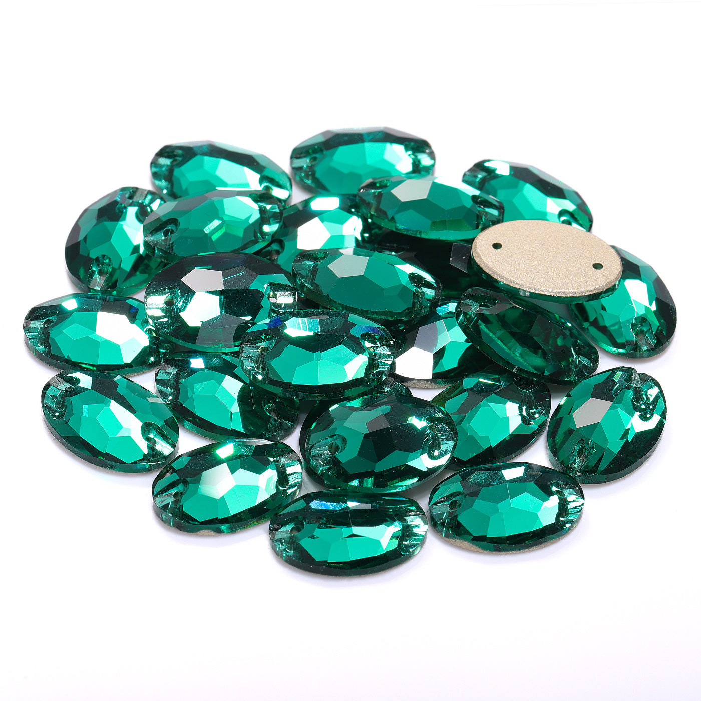 Emerald Oval Shape High Quality Glass Sew-on Rhinestones