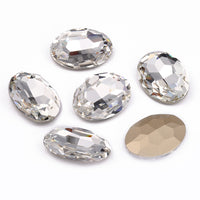 Crystal Big Oval Shape High Quality Glass Pointed Back Fancy Rhinestones