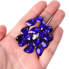 Sapphire Pear Shape High Quality Glass Pointed Back Fancy Rhinestones