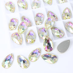 Luminous Green Drop Shape High Quality Glass Sew-on Rhinestones