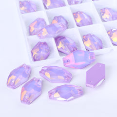 Lavender AM Hexagon Shape High Quality Glass Sew-on Rhinestones