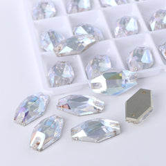 Crystal Transmission Hexagon Shape High Quality Glass Sew-on Rhinestones