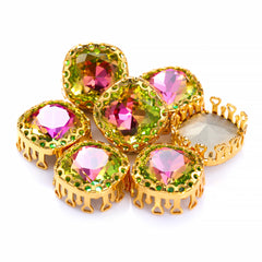 Vitrail Rose Cushion Square Shape High-Quality Glass Sew-on Nest Hollow Claw Rhinestones