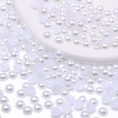 White Resin Flat Back Pearls Multi Sizes