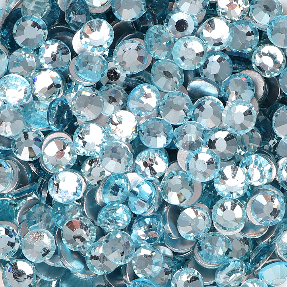 Crushed Ice Blue Glass FlatBack Rhinestones Silver Back