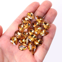 Light Smoked Topaz Pear Shape High Quality Glass Pointed Back Fancy Rhinestones