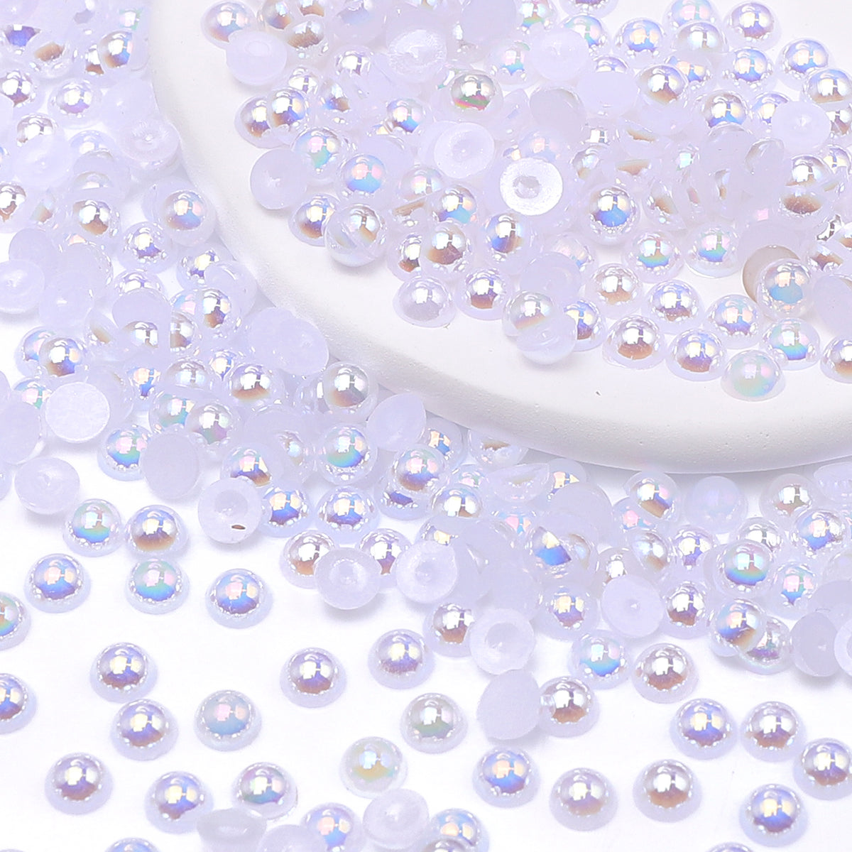 White AB Resin Flat Back Pearls Multi Sizes