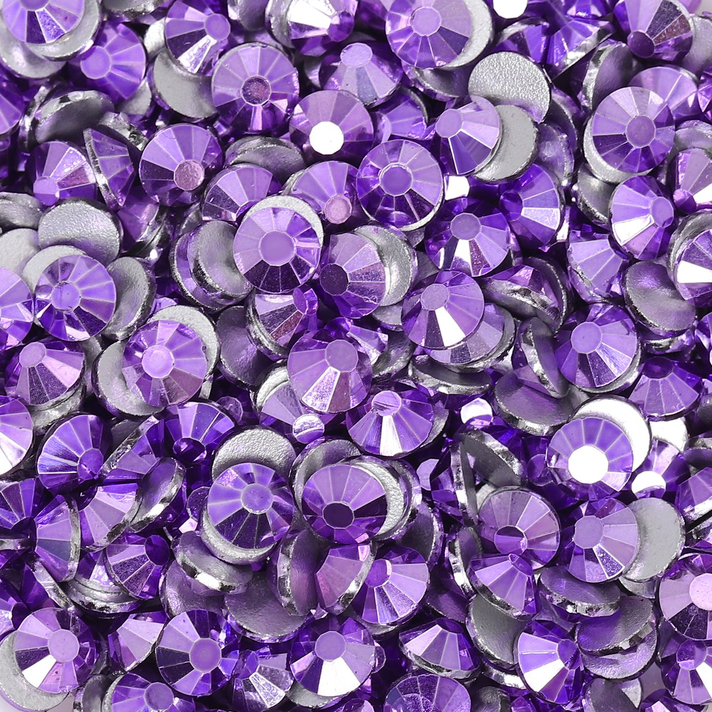 Metallic Light Violet Glass FlatBack Rhinestones Silver Back