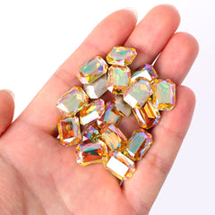 Crystal Sun Thin Octagon Shape High Quality Glass Pointed Back Fancy Rhinestones