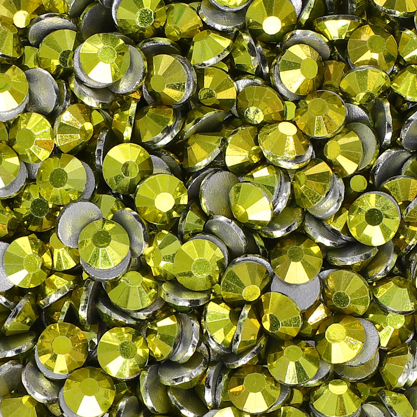 Metallic Lemon Yellow Glass FlatBack Rhinestones Silver Back