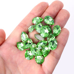 Peridot Pear Shape High Quality Glass Pointed Back Fancy Rhinestones