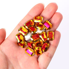 Astral Pink Thin Octagon Shape High Quality Glass Pointed Back Fancy Rhinestones