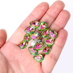 Vitrail Rose Pear Shape High Quality Glass Pointed Back Fancy Rhinestones