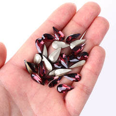 Burgundy Teardrop Shape High Quality Glass Pointed Back Fancy Rhinestones