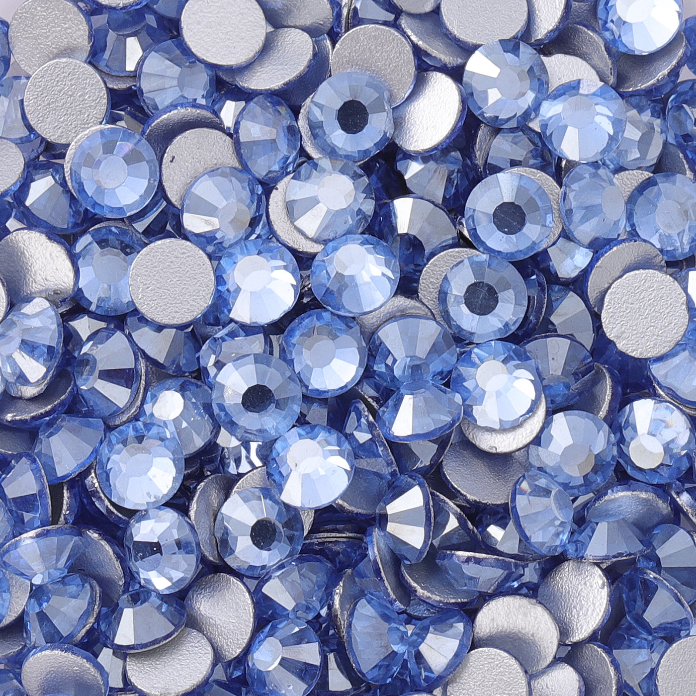 Stella blu chiaro di vetro flatback di strass in argento