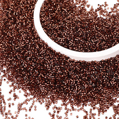 Transparent Silver-lined Brown Color Hight Quality Glass Cylinder Seed Beads 1.6 MM Size GY2011