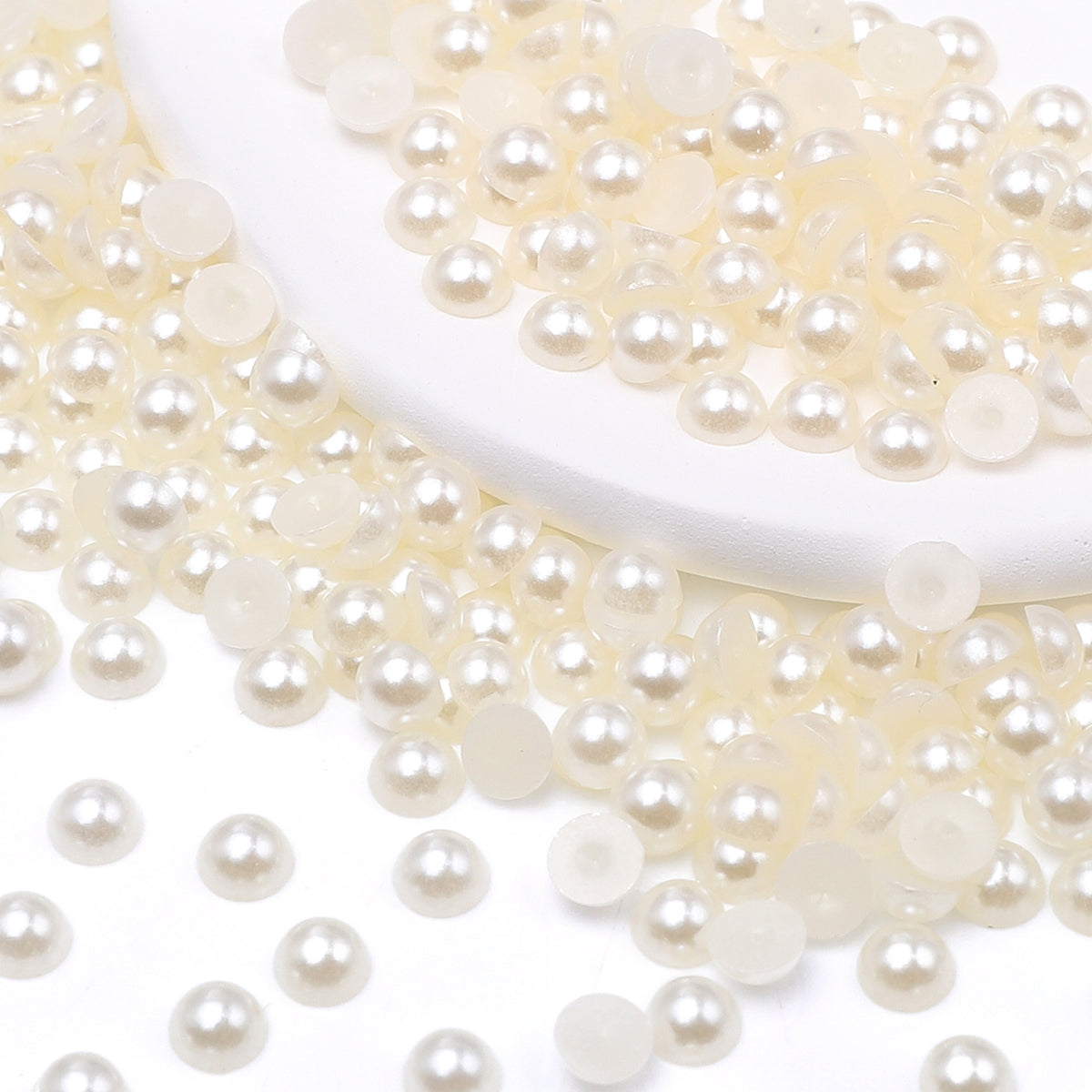 Ivory Resin Flat Back Pearls Multi Sizes