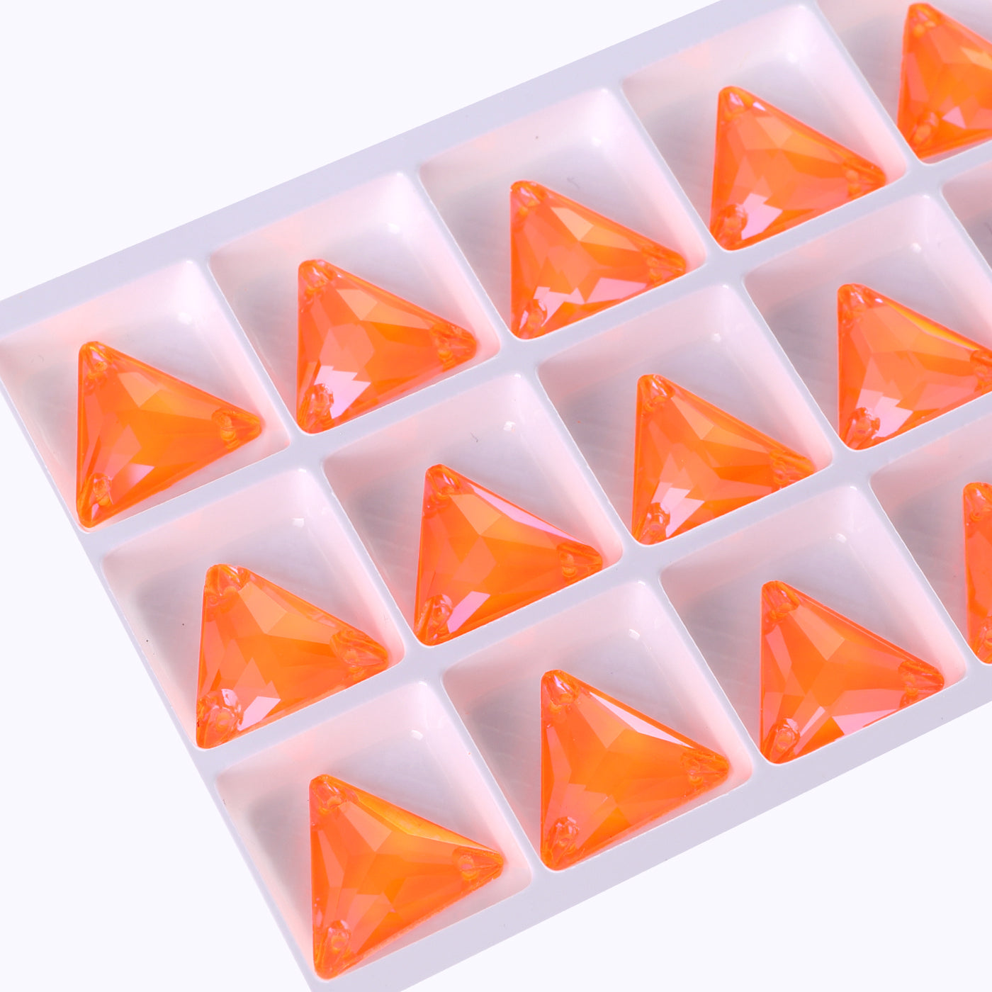 Electric Neon Orange Yellow Triangle Shape High Quality Glass Sew-on Rhinestones