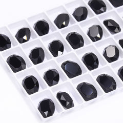 Jet Oval Shape High Quality Glass Pointed Back Fancy Rhinestones