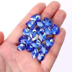 Light Sapphire Pear Shape High Quality Glass Pointed Back Fancy Rhinestones