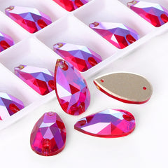 Light Siam Shimmer Drop Shape High Quality Glass Sew-on Rhinestones