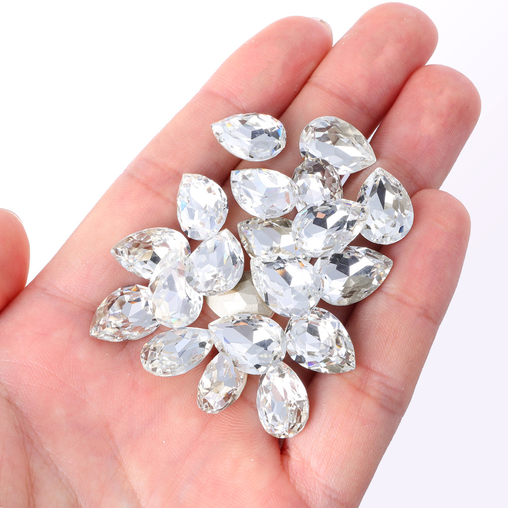 Crystal Pear Shape High Quality Glass Pointed Back Fancy Rhinestones