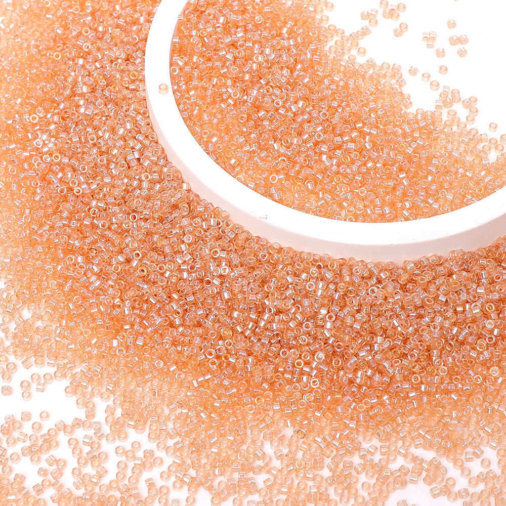 Transparent Luster Apricot Color Hight Quality Glass Cylinder Seed Beads 1.6 MM Size BS1026