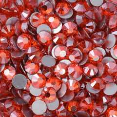 Star Orange Glass Flatback Rhinestones Silver