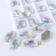 Crystal Phantom Hexagon Shape High Quality Glass Sew-on Rhinestones