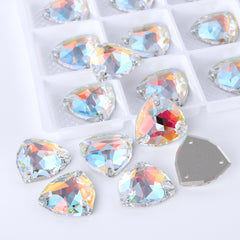 Light Crystal AB Trilliant Shape High Quality Glass Sew-on Rhinestones