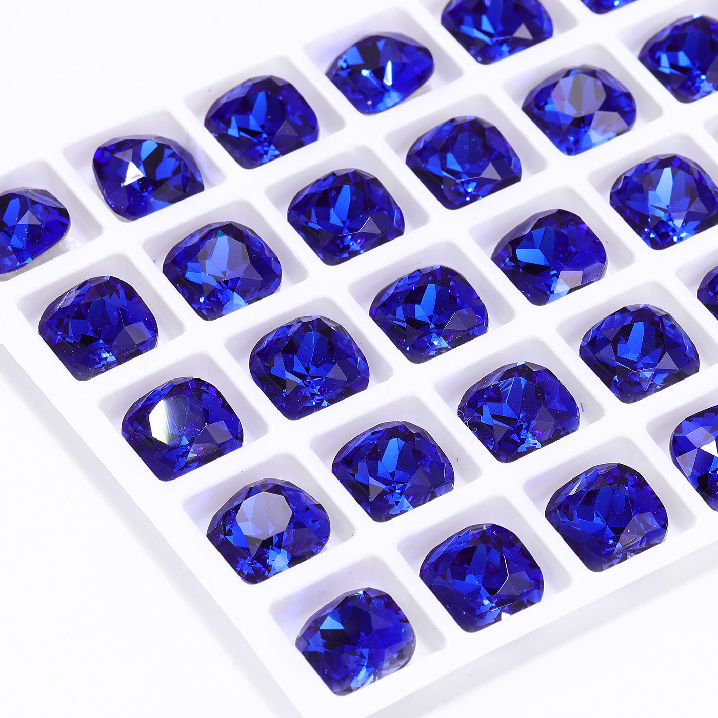 Sapphire Cushion Square Shape High Quality Glass Pointed Back Fancy Rhinestones