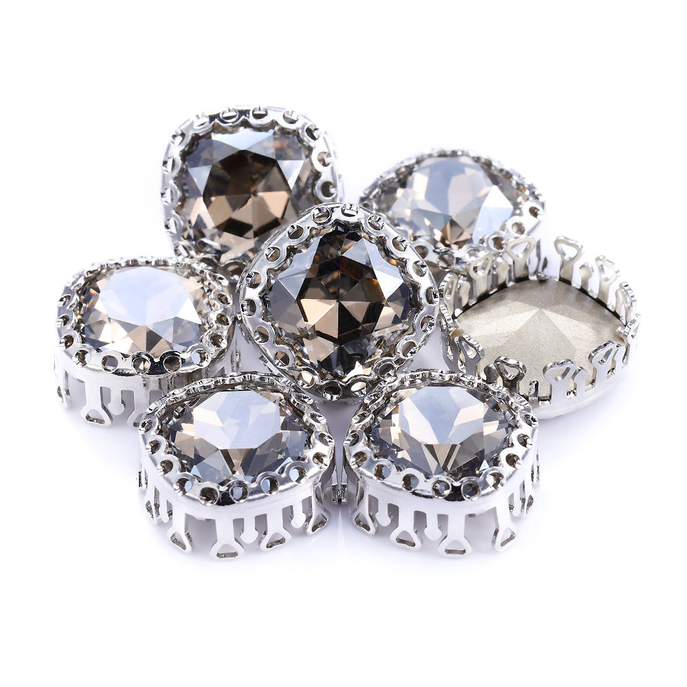 Satin Cushion Square Shape High-Quality Glass Sew-on Nest Hollow Claw Rhinestones