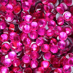 Light Fuchsia Glass FlatBack Rhinestones Silver Back