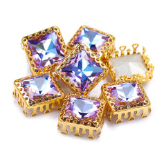 Vitrail Light Princess Square Shape High-Quality Glass Sew-on Nest Hollow Claw Rhinestones