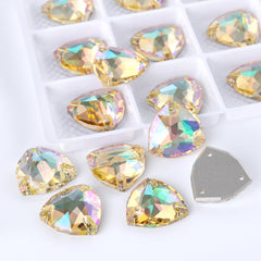 Luminous Green Trilliant Shape High Quality Glass Sew-on Rhinestones